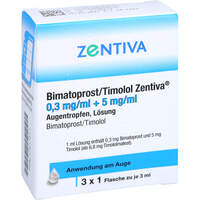 Bimatoprost/Timolol Zentiva 0.3mg/ml + 5mg/ml ATR, 3x3 ml, Zentiva Pharma GmbH