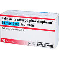 Telmisartan/Amlodipin-ratiopharm 80 mg/10 mg Table, 98 st, ratiopharm GmbH