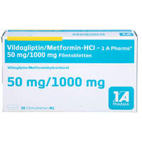 Vildagliptin/Metformin-HCl-1A Pharma 50/1000mg FTA, 30 Stk., 1 A Pharma GmbH