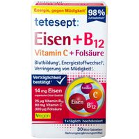 tetesept Eisen + B12 Vitamin C + Fols&auml;ure, 30 Stk., Merz Consumer Care GmbH