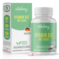 Vitamin B12 500 mcg + Folsäure 200 mcg vegan, 180 st, Vitabay CV