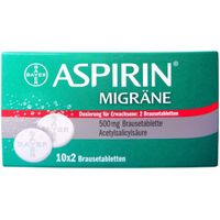 ASPIRIN MIGR&Auml;NE 500 mg Brausetablette, 2x10 Stk., Bayer Vital GmbH