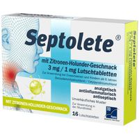 Septolete m. Zitronen-Holunder-Geschm. 3mg/1mg LUT, 16 Stk., TAD Pharma GmbH