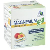 Magnesium 400+D3+K2 direkt Pfirsich-Maracuja, 50x2.5 g, Avitale GmbH