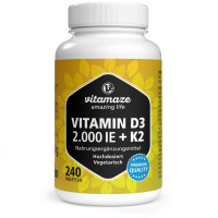 Vitamin D3 K2 2000 IE/100 ug hochdosiert, 240 st, Vitamaze GmbH