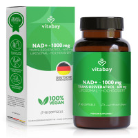 Liposomales NAD+ 1000 mg + trans-Reveratrol 600 mg, 90 st, Vitabay CV