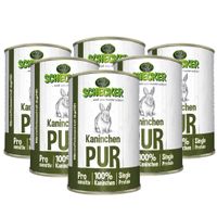 Schecker - Kaninchen PUR Nassfutter für Hunde getreidefreies Hundefutter 6x410 g Futter, 2460 g, Schecker