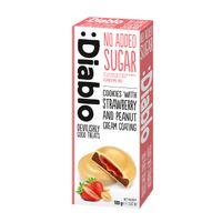 :Diablo No Added Sugar Cookies with Strawberry and Peanut Cream Coating 0,1 kg Kekse, 0.1 kg, Diablo