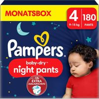 Pampers Night Windeln Pants Größe 4 (9kg-15kg) Baby-Dry 180 St, 180 stk, Pampers