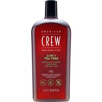 American Crew - 3-in-1 Tea Tree Refreshing Shampoo, Conditioner and Body Wash 1000 ml Herren, 1000 ml, American Crew