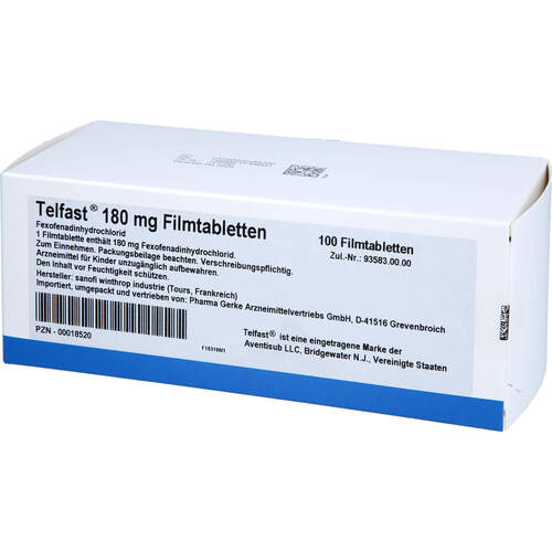 Telfast 180mg Filmtabltten, 100 st, Pharma Gerke Arzneimittelvertriebs GmbH