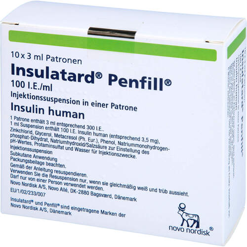 INSULATARD Penfill 100 I.E./ml Zylinderamp., 10X3 ML, Emra-Med Arzneimittel GmbH