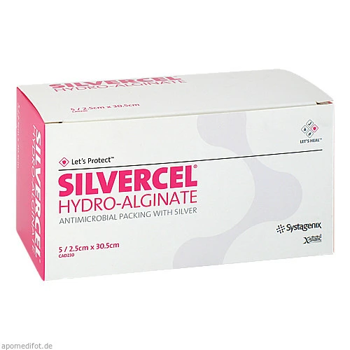 SILVERCEL Hydroalginat Tamponade 2.5 x 30.5 cm, 5 Stk., Solventum Germany GmbH