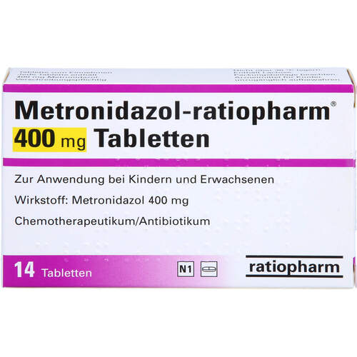 Metronidazol-ratiopharm 400mg Tabletten, 14 Stk., ratiopharm GmbH