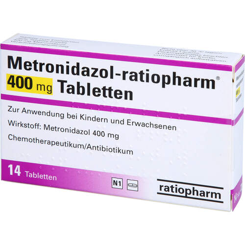Metronidazol-ratiopharm 400mg Tabletten, 14 Stk., ratiopharm GmbH