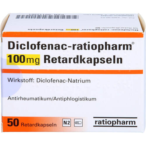 Diclofenac-ratiopharm 100 mg Retardkapseln, 50 ST, ratiopharm GmbH