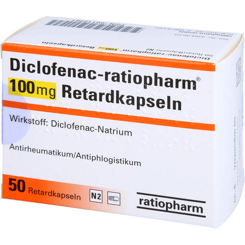 Diclofenac-ratiopharm 100 mg Retardkapseln, 50 ST, ratiopharm GmbH