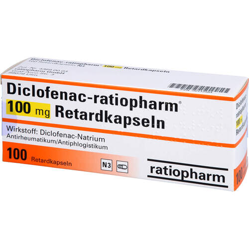 Diclofenac-ratiopharm 100 mg Retardkapseln, 100 ST, ratiopharm GmbH