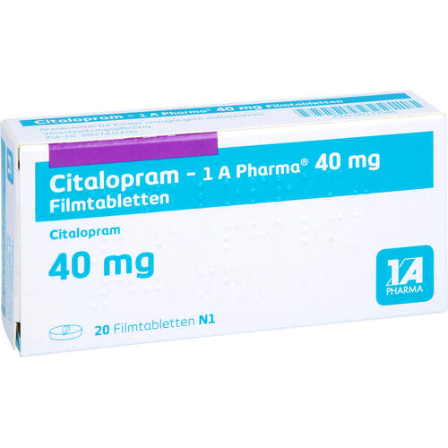 Citalopram - 1 A Pharma 40mg Filmtabletten, 20 ST, 1 A Pharma GmbH