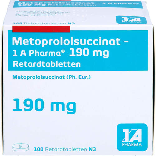 Metoprololsuccinat - 1 A Pharma 190mg Retardtab, 100 ST, 1 A Pharma GmbH