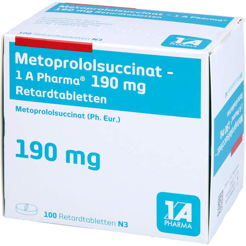 Metoprololsuccinat - 1 A Pharma 190mg Retardtab, 100 ST, 1 A Pharma GmbH