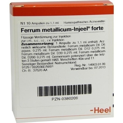 FERRUM METALLICUM INJEEL forte Ampullen, 10 Stk., Biologische Heilmittel Heel GmbH