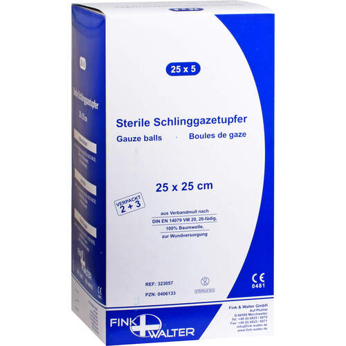 Schlinggazetupfer steril 25x25cm 2+3, 25X5 ST, Fink & Walter GmbH