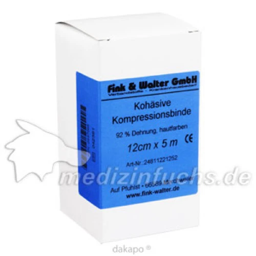 Kompressionsbinde koh&auml;siv mit kurzem Zug 12cmx5m, 1 Stk., Fink & Walter GmbH