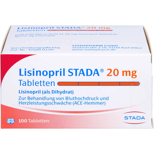 Lisinopril STADA 20mg Tabletten, 100 Stk., STADAPHARM GmbH