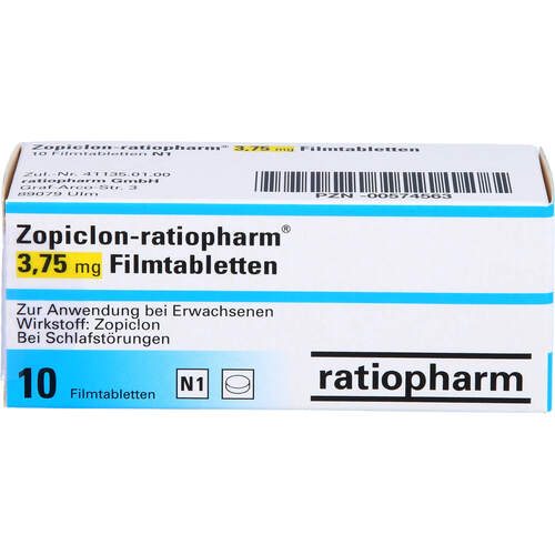 Zopiclon-ratiopharm 3.75mg Filmtabletten, 10 ST, ratiopharm GmbH