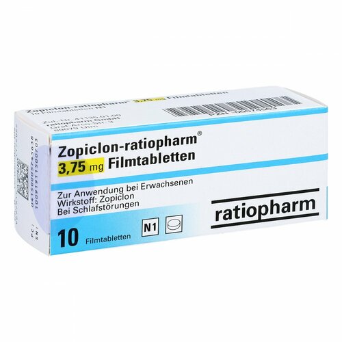 Zopiclon-ratiopharm 3.75mg Filmtabletten, 10 ST, ratiopharm GmbH