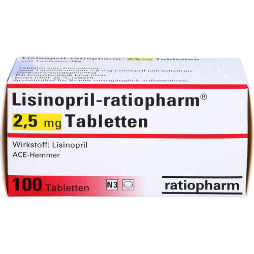 Lisinopril-ratiopharm 2.5mg Tabletten, 100 Stk., ratiopharm GmbH