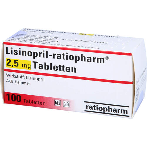 Lisinopril-ratiopharm 2.5mg Tabletten, 100 Stk., ratiopharm GmbH