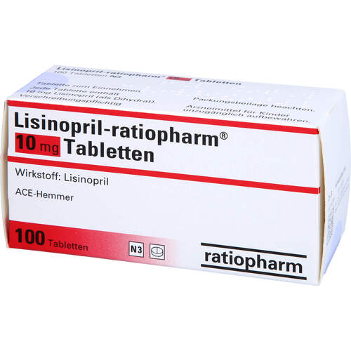 Lisinopril-ratiopharm 10mg Tabletten, 100 Stk., ratiopharm GmbH