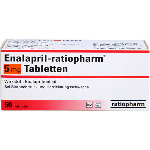 Enalapril-ratiopharm 5mg Tabletten, 50 Stk., ratiopharm GmbH