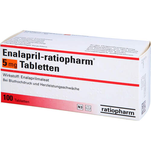 Enalapril-ratiopharm 5mg Tabletten, 100 ST, ratiopharm GmbH