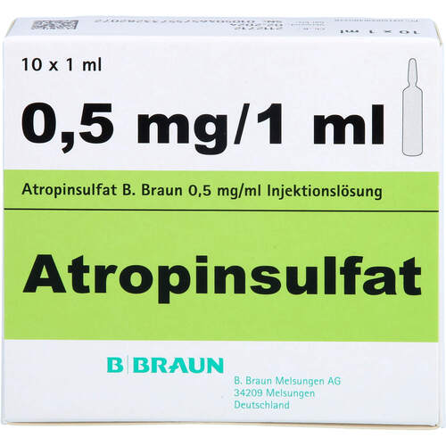 Atropinsulfat B.Braun 0.5mg/ml Glasampulle, 10X1 ML, B. Braun Melsungen AG