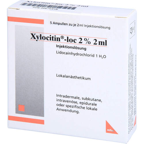 Xylocitin-loc 2% 2ml Injektionslösung in AMP, 5x2 ml, Mibe GmbH Arzneimittel