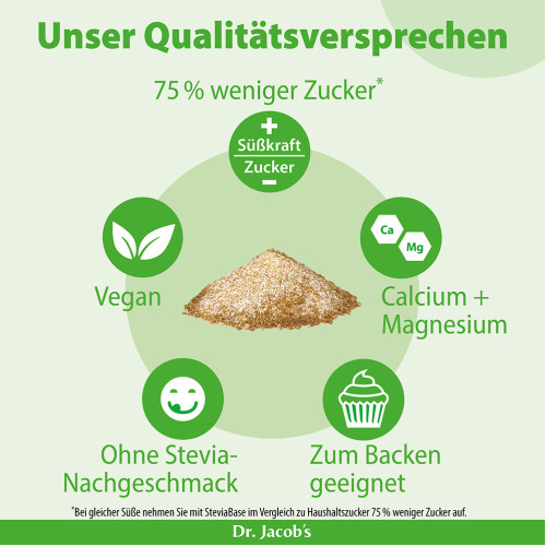 Dr. Jacob's SteviaBase Zuckerersatz Erythrit Xylit Stevia, 400 g, Dr. Jacob's Medical GmbH