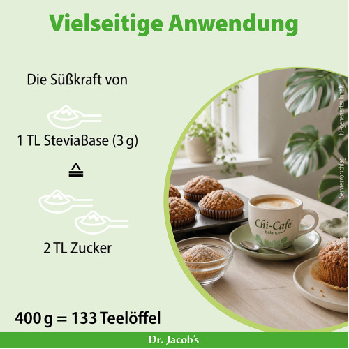 Dr. Jacob's SteviaBase Zuckerersatz Erythrit Xylit Stevia, 400 g, Dr. Jacob's Medical GmbH