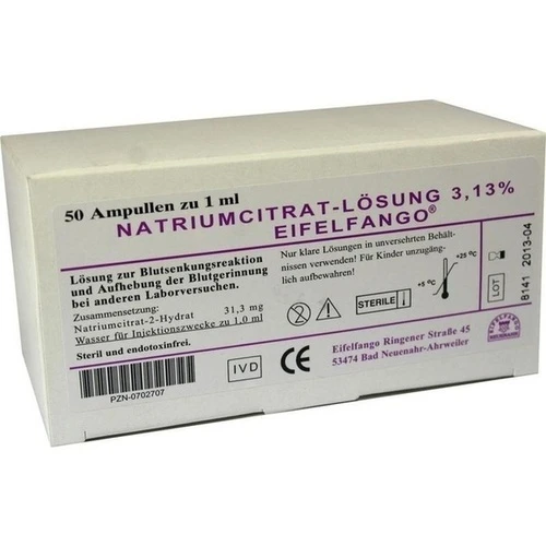 NATRIUM CITRICUM 3.13%, 50X1 ML, Eifelfango GmbH & Co. KG