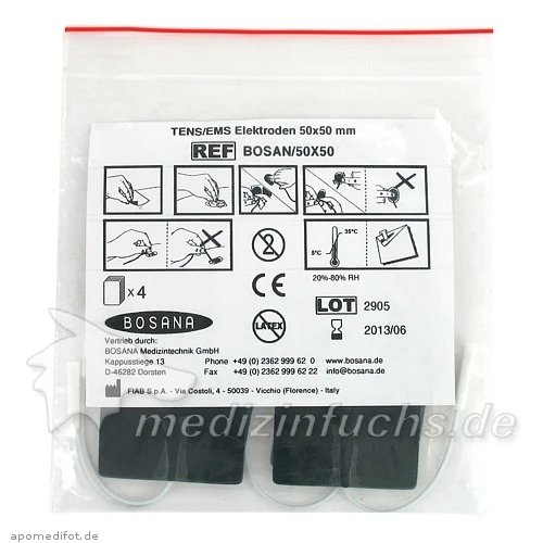 ELEKTRODEN selbstkl.mehrf.verw.quadratisch 50x50mm, 4 Stk., Bosana Medizintechnik GmbH