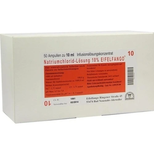 NATRIUMCHLORID Lsg.10% Eifelfango Inf.-Lsg.-Konz., 50x10 ml, EIFELFANGO GmbH & Co. KG
