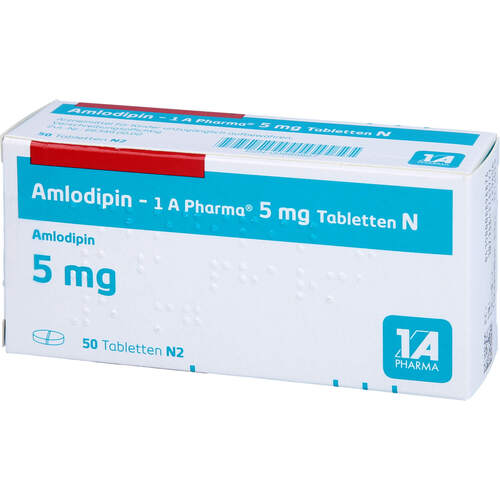 Amlodipin - 1 A Pharma 5mg Tabletten N, 50 ST, 1 A Pharma GmbH