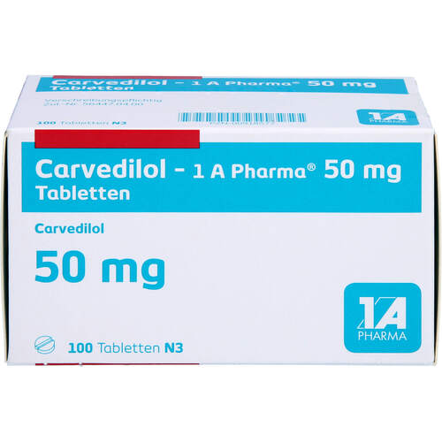 Carvedilol - 1 A-Pharma 50mg Tabletten, 100 Stk., 1 A Pharma GmbH Carvedilol - 1 A-Pharma 50mg Tabletten, 100 Stk., 1 A Pharma GmbH