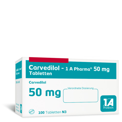 Carvedilol - 1 A-Pharma 50mg Tabletten, 100 Stk., 1 A Pharma GmbH Carvedilol - 1 A-Pharma 50mg Tabletten, 100 Stk., 1 A Pharma GmbH