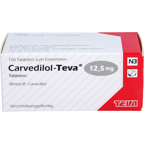 CARVEDILOL-TEVA 12.5mg Tabletten, 100 Stk., TEVA GmbH CARVEDILOL-TEVA 12.5mg Tabletten, 100 Stk., TEVA GmbH