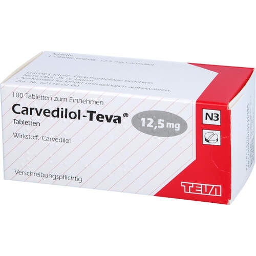 CARVEDILOL-TEVA 12.5mg Tabletten, 100 Stk., TEVA GmbH CARVEDILOL-TEVA 12.5mg Tabletten, 100 Stk., TEVA GmbH