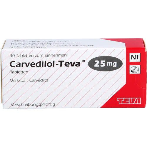 CARVEDILOL-TEVA 25mg Tabletten, 30 ST, TEVA GmbH