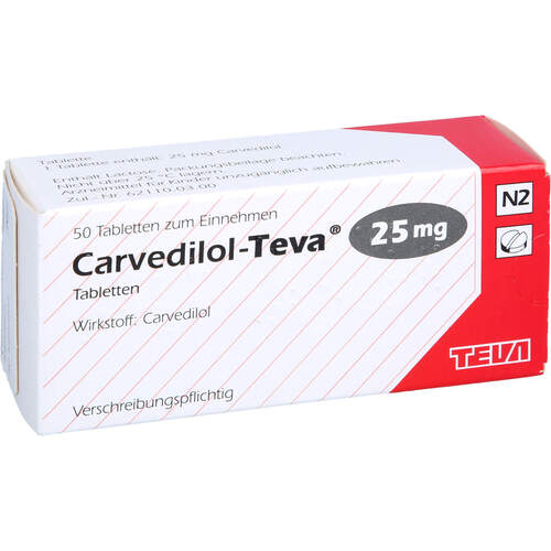 CARVEDILOL-TEVA 25mg Tabletten, 50 ST, TEVA GmbH